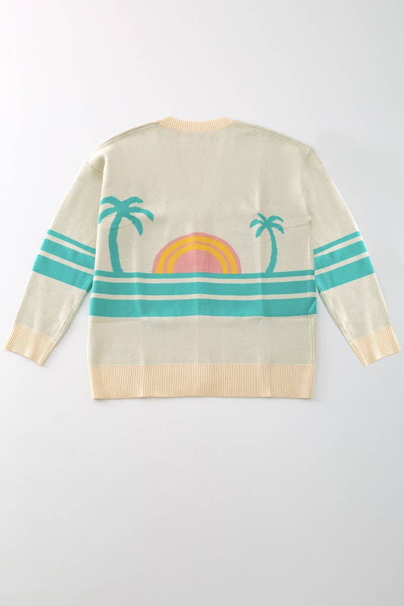 Ocean Sunset Retro Knit Cardigan