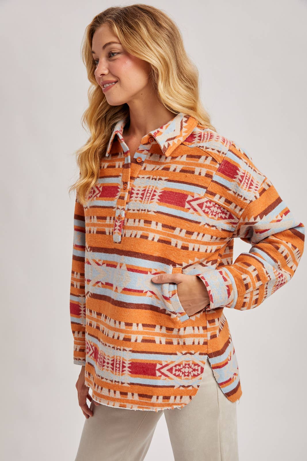 Geometric Surf Shacket Pullover