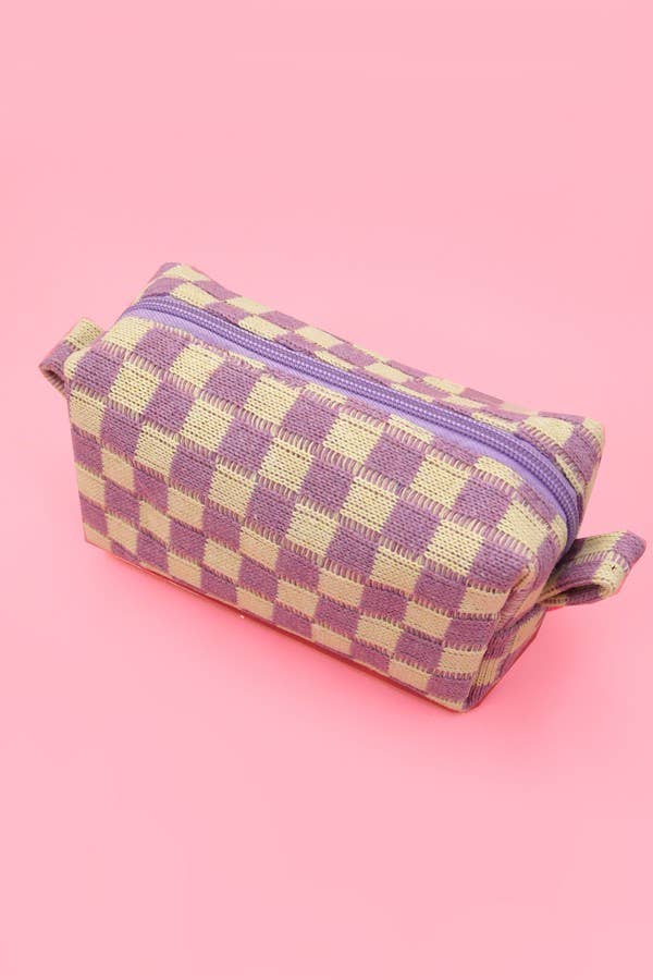CHECKER MAKEUP COSMETIC POUCH BAG
