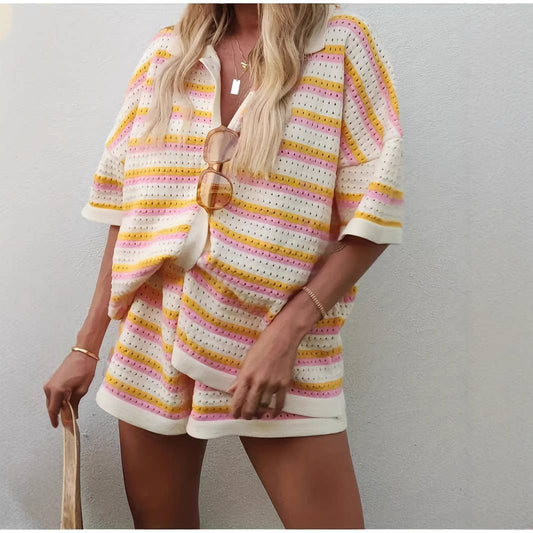 The Jess Woolen 2pc Striped Lounge Set