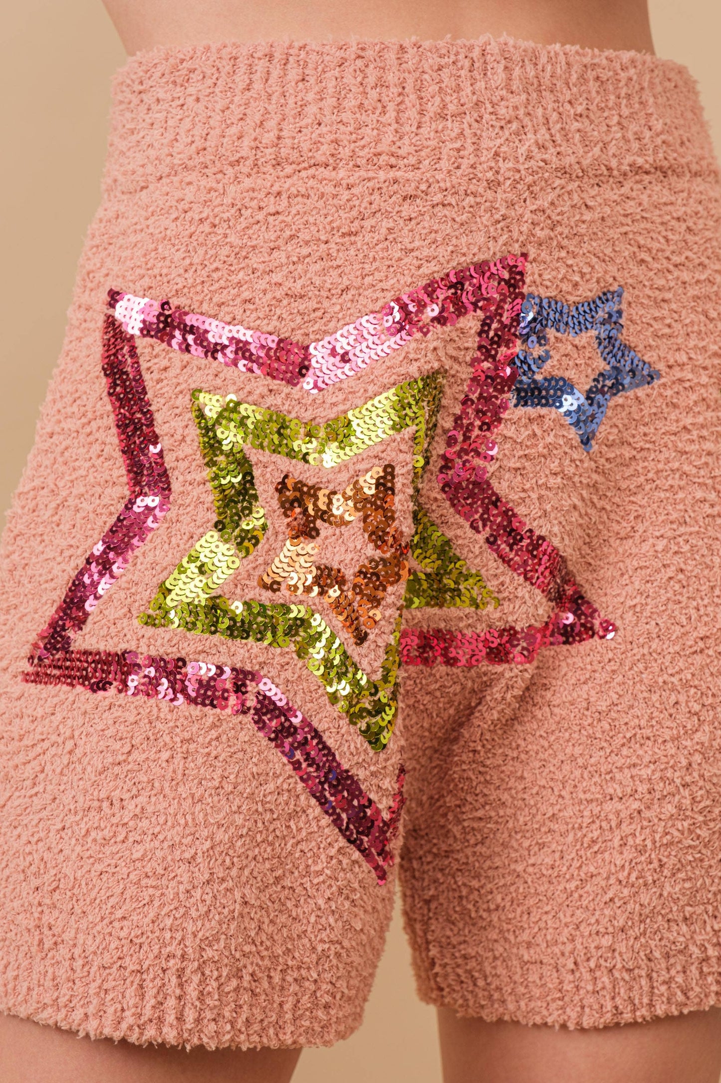 Cozy Soft Sequin Star Sweater with Shorts Set