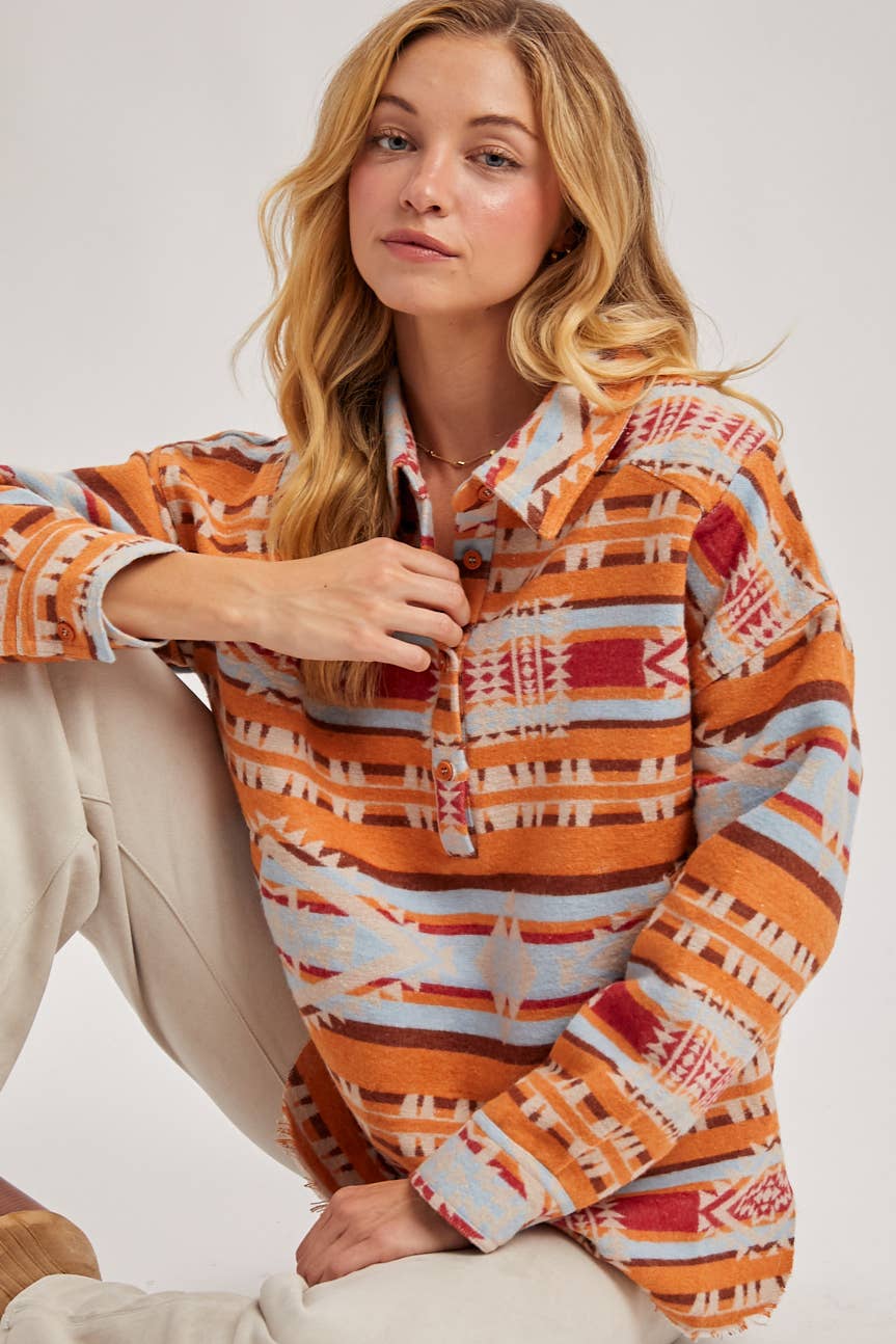 Geometric Surf Shacket Pullover