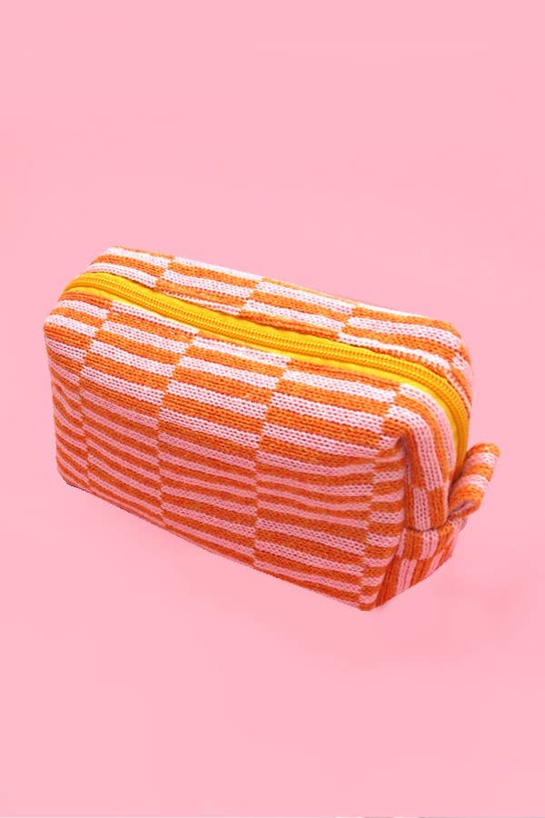 CHECKER MAKEUP COSMETIC POUCH BAG