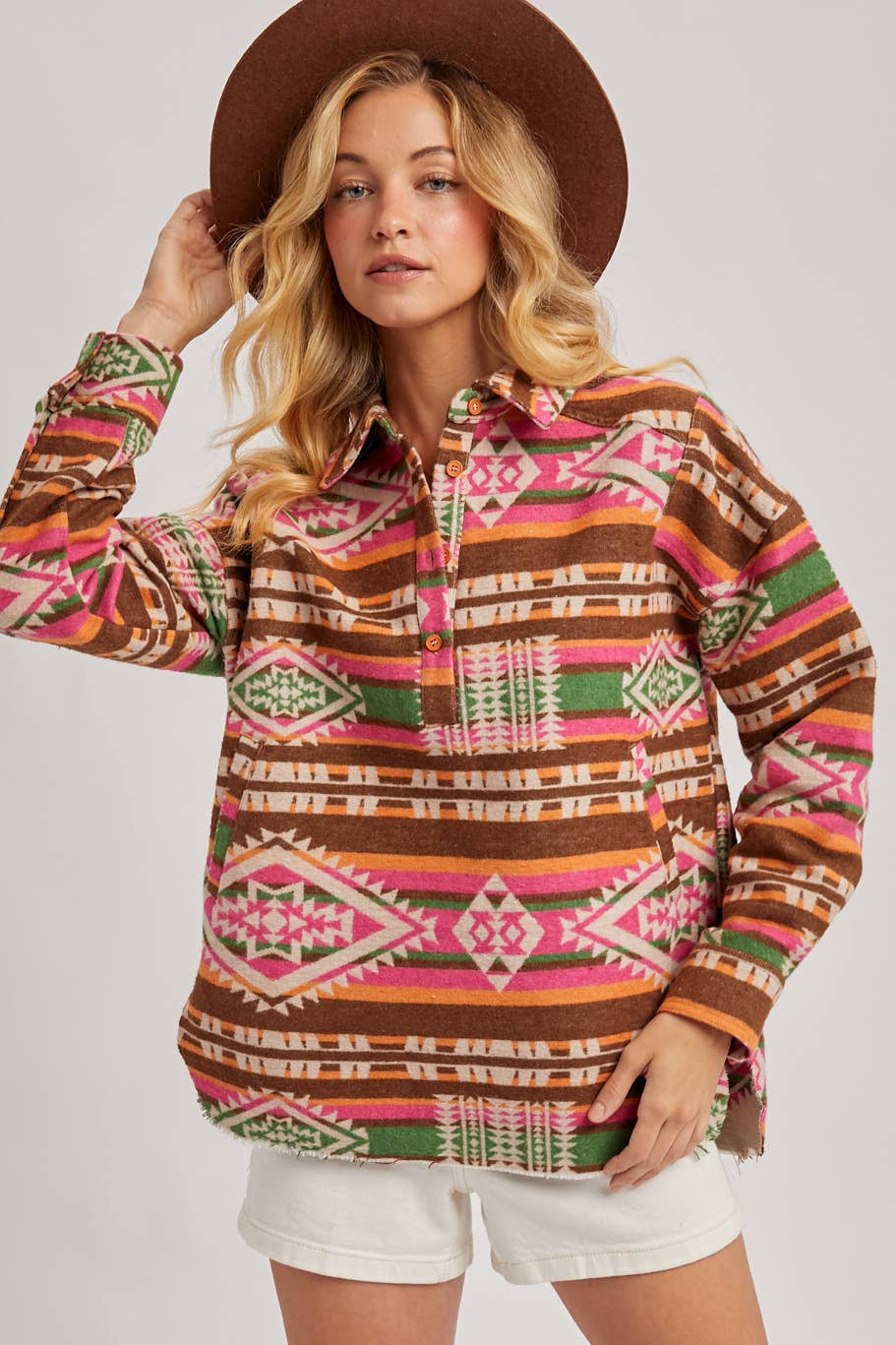 Geometric Surf Shacket Pullover