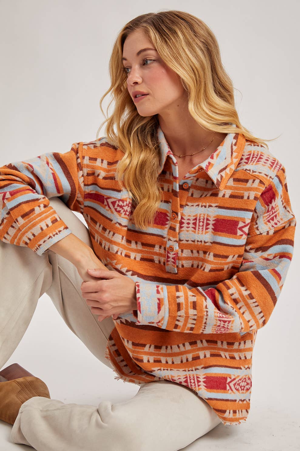 Geometric Surf Shacket Pullover